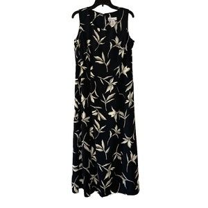 Women Dressbarn Dress 10 Sleeveless Sheath Midi Casual Maxi Zip  Cream Scoop